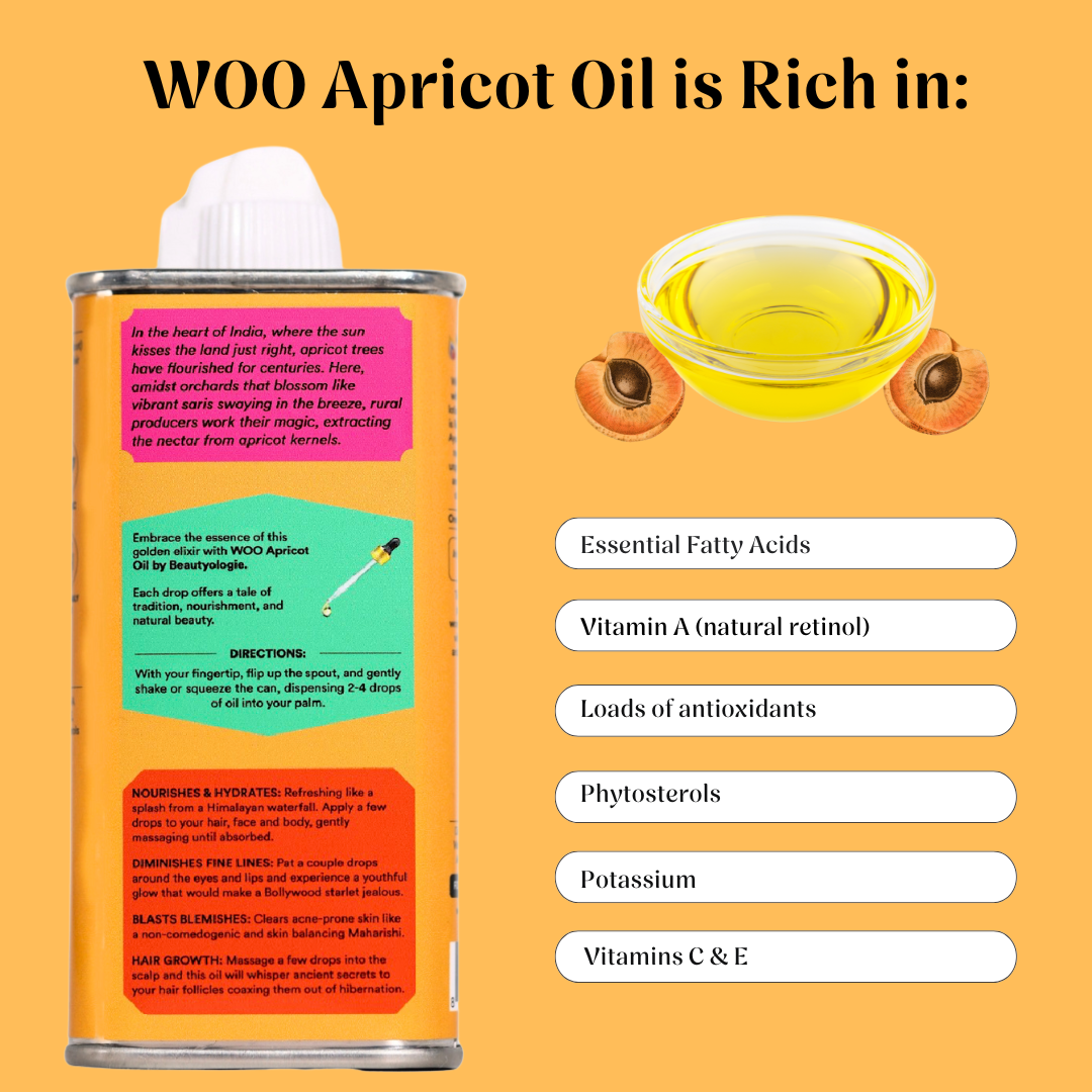 Woo Apricot Oil is rich in vitamins