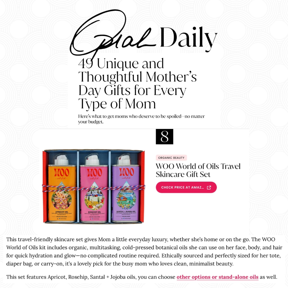 WOO World of Oils travel skincare gift set