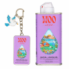 Purple Woo oil can with bird keychain balm