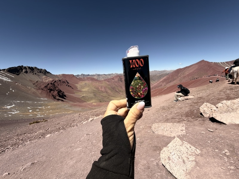 Souvenir magnets featuring a colorful mountain landscape