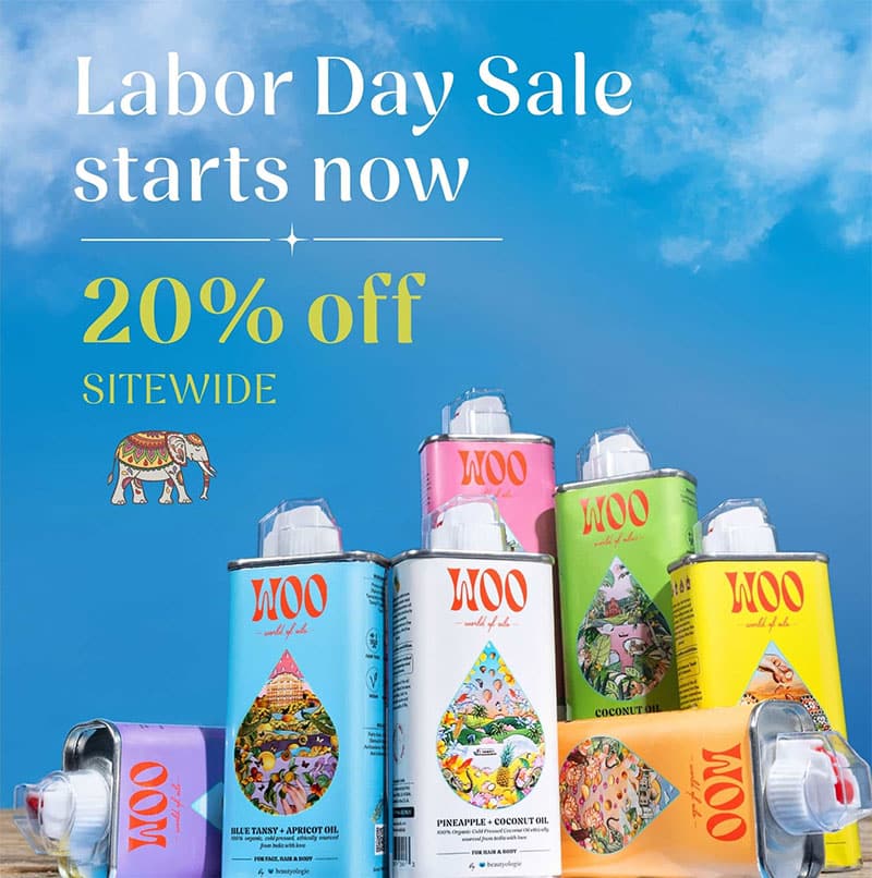 WOO oils Labor Day sale, 20% off sitewide